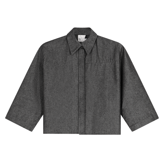POINTY Cropped Shirt - Grey Melange