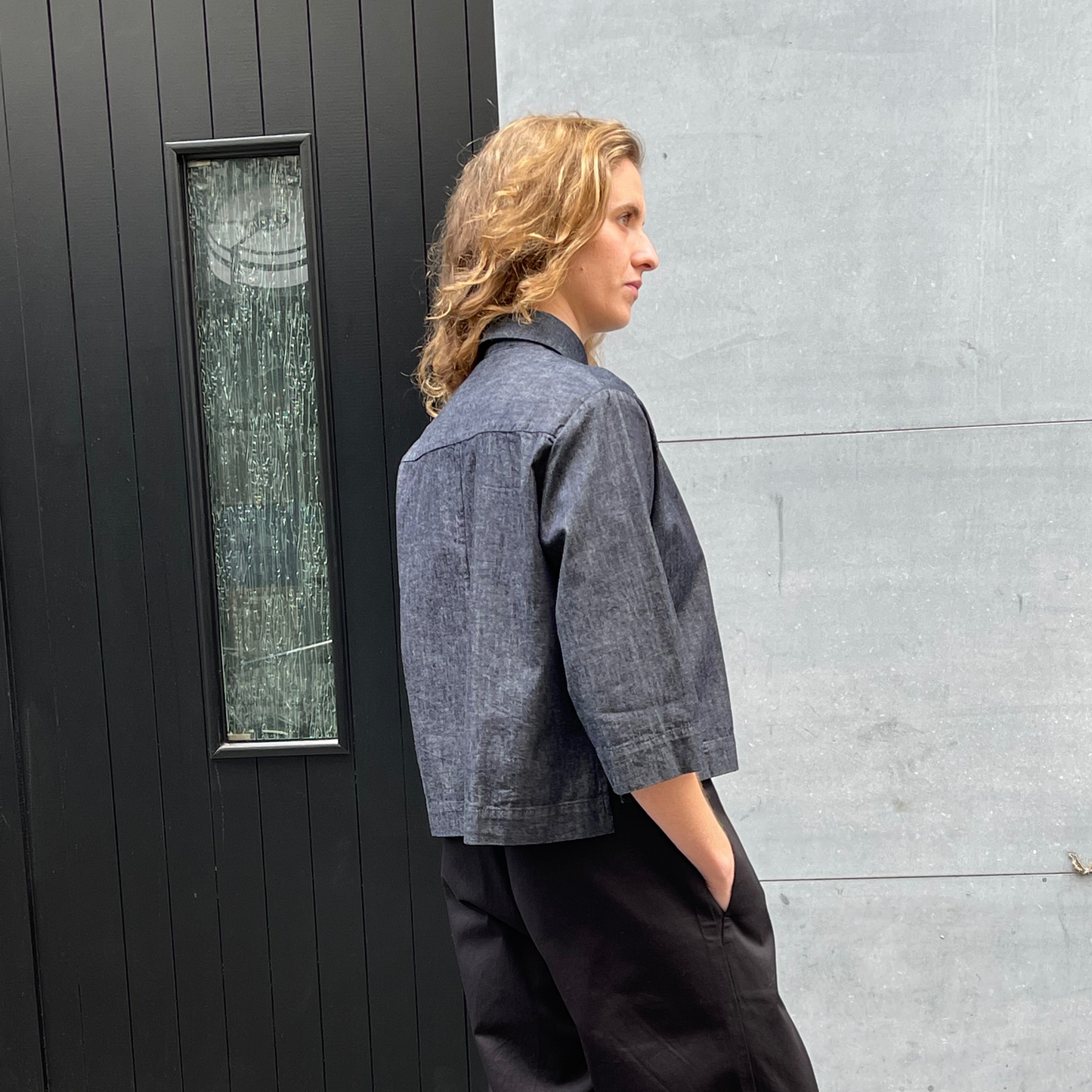 POINTY Cropped Shirt - Deep Blue