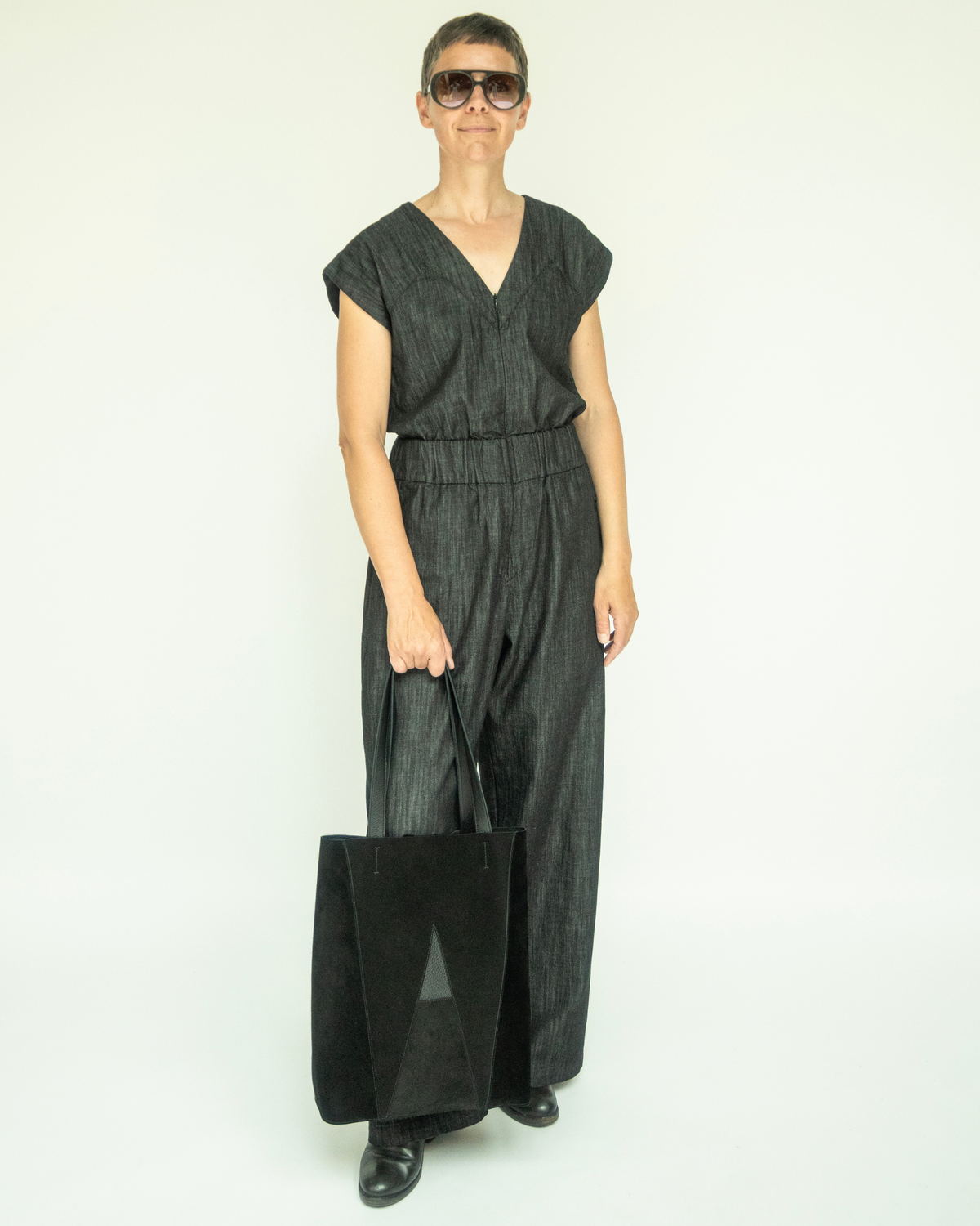 POINTY Jumpsuit - Grey Melange - Sleeveless