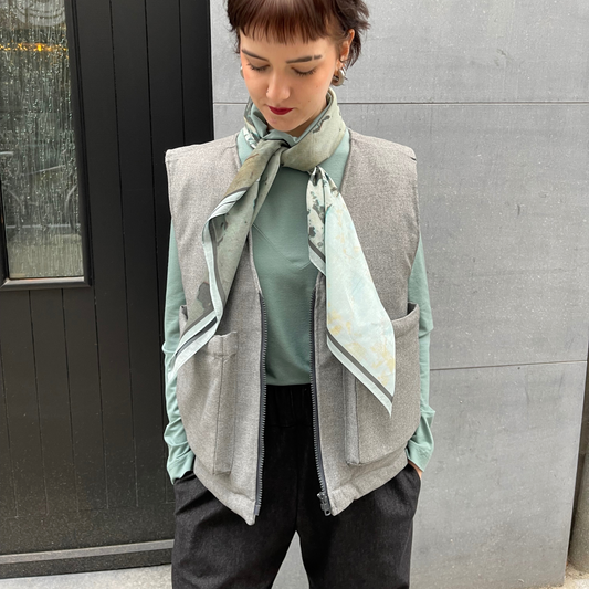 BOXY Bodywarmer - Soft quilted Grey Wool