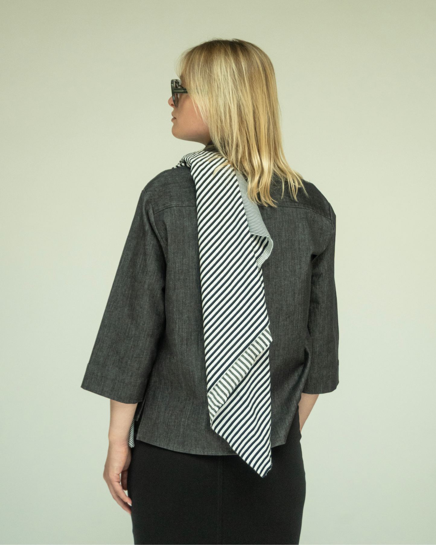 POINTY Cropped Shirt - Grey Melange