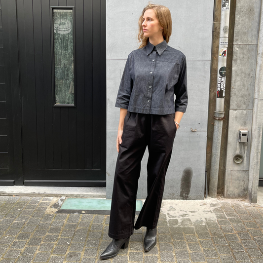POINTY Cropped Shirt - Deep Blue