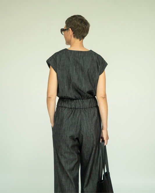 POINTY Jumpsuit - Grey Melange - Sleeveless